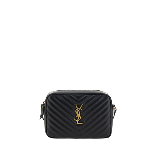Saint Laurent Schwarze Bos Taurus Kalbsleder Schultertasche