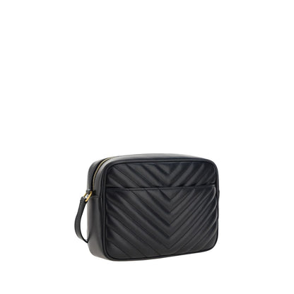 Saint Laurent Schwarze Bos Taurus Kalbsleder Schultertasche