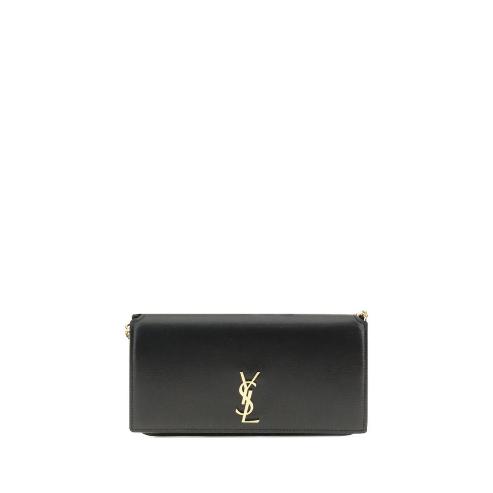 Saint Laurent Schwarze Bos Taurus Kalbsleder Schultertasche