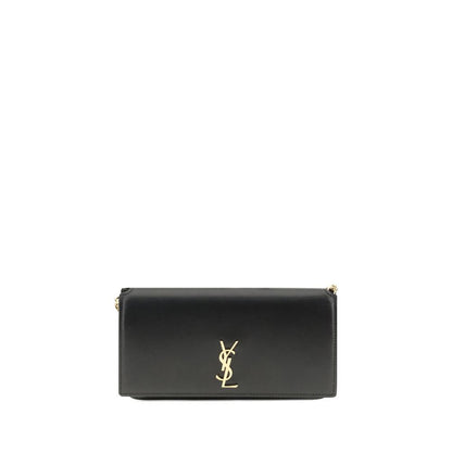 Saint Laurent Schwarze Bos Taurus Kalbsleder Schultertasche