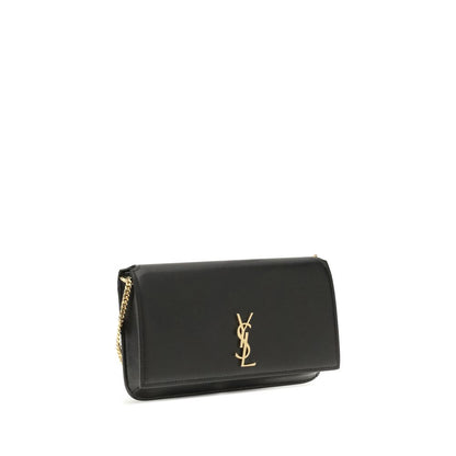 Saint Laurent Schwarze Bos Taurus Kalbsleder Schultertasche