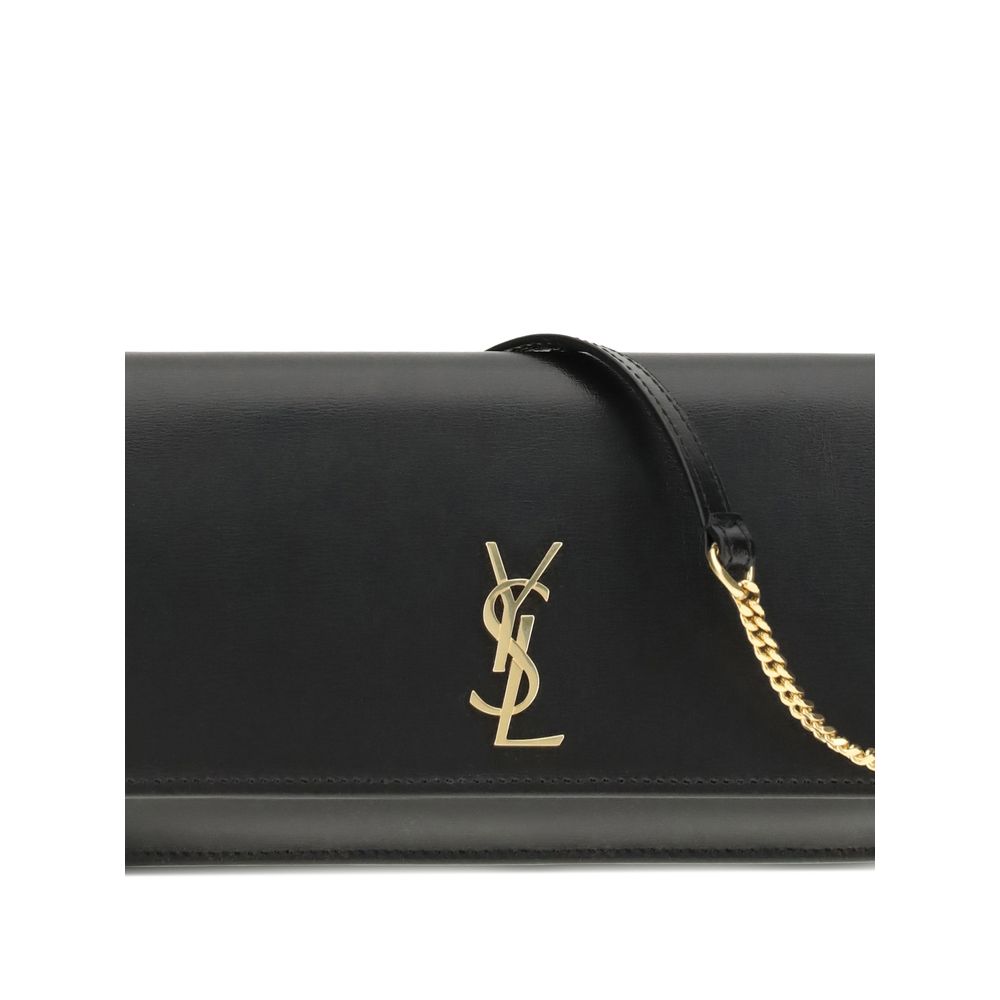 Saint Laurent Schwarze Bos Taurus Kalbsleder Schultertasche