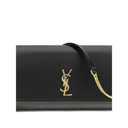 Saint Laurent Schwarze Bos Taurus Kalbsleder Schultertasche