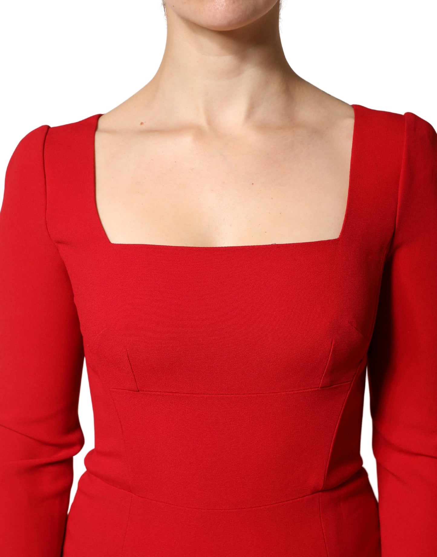 Dolce & Gabbana Rotes Viskose Etui-Kleid im Mermaid-Stil