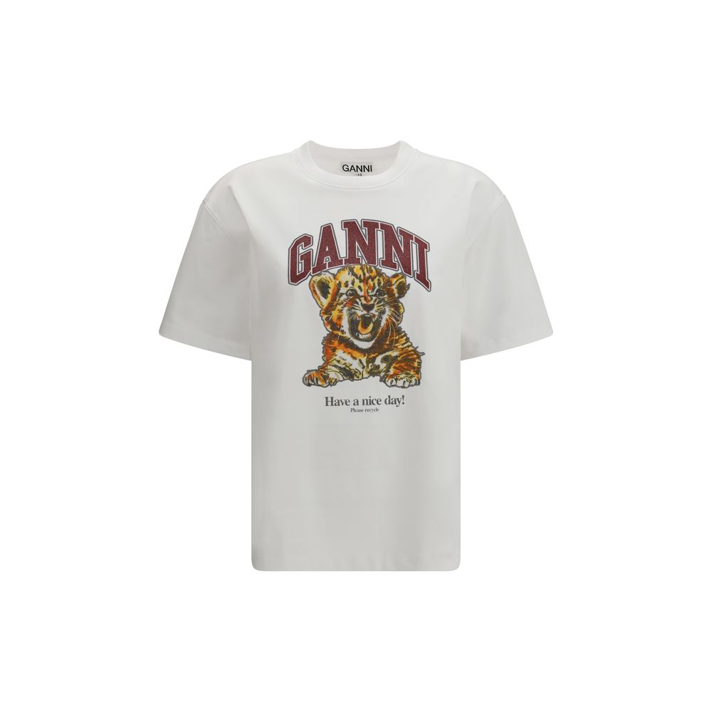 Ganni Weißes Baumwoll-T-Shirt