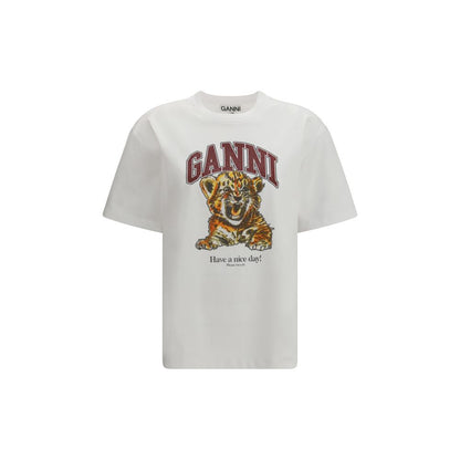 Ganni Weißes Baumwoll-T-Shirt