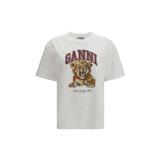 Ganni Weißes Baumwoll-T-Shirt