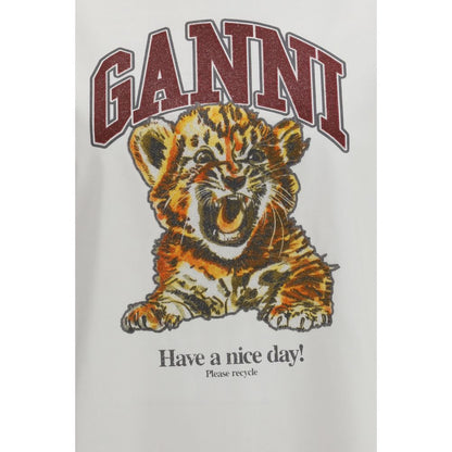 Ganni Weißes Baumwoll-T-Shirt