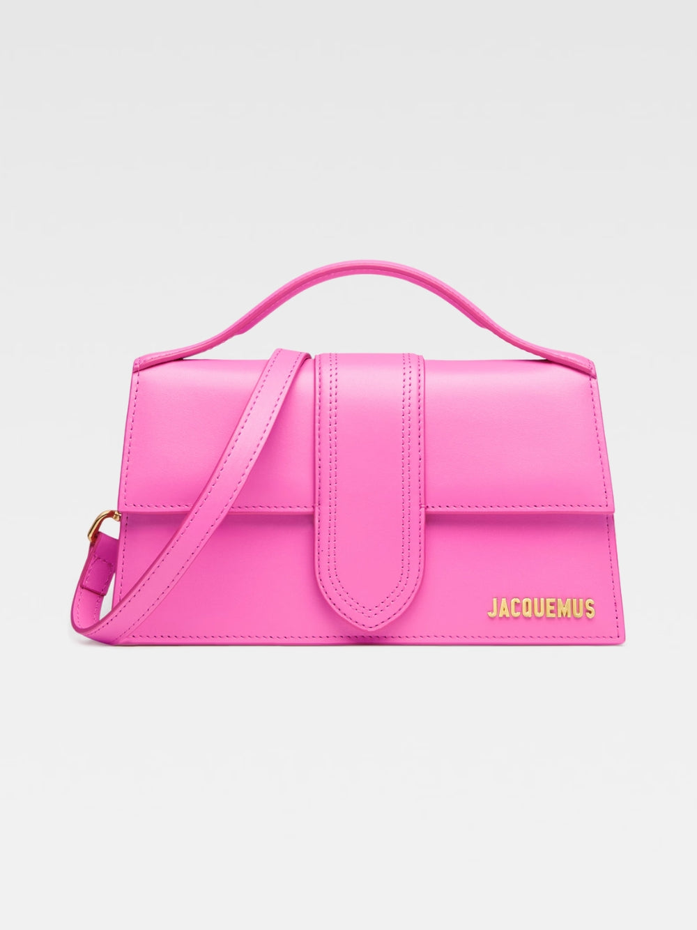 Jacquemus Neon Pink Leather Le Grand Bambino Handtasche