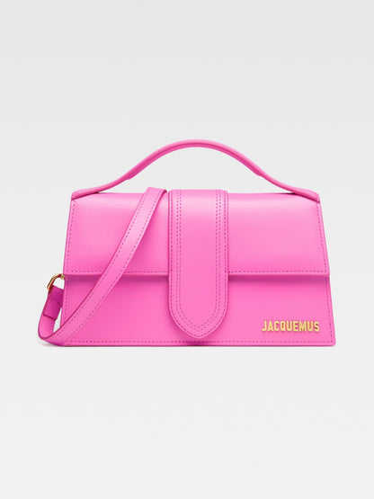 Jacquemus Neon Pink Leather Le Grand Bambino Handtasche
