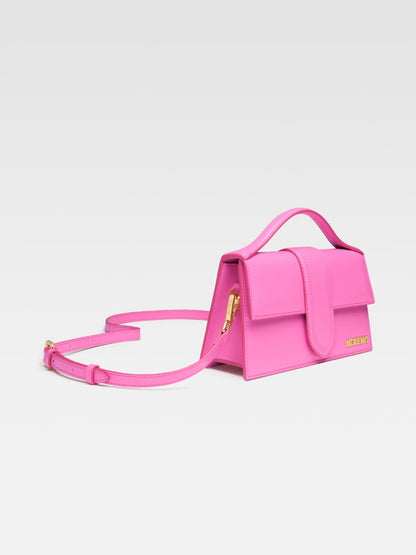 Jacquemus Neon Pink Leather Le Grand Bambino Handtasche