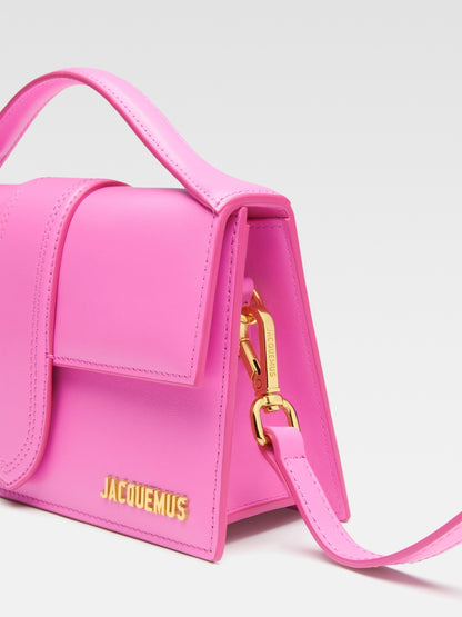 Jacquemus Neon Pink Leather Le Grand Bambino Handtasche