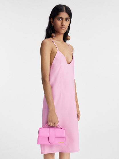 Jacquemus Neon Pink Leather Le Grand Bambino Handtasche