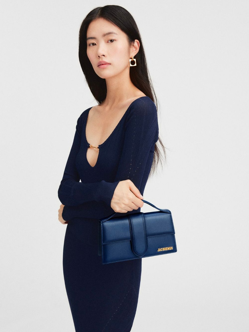 Jacquemus Dunkelblaue Lederhandtasche Le Grand Bambino