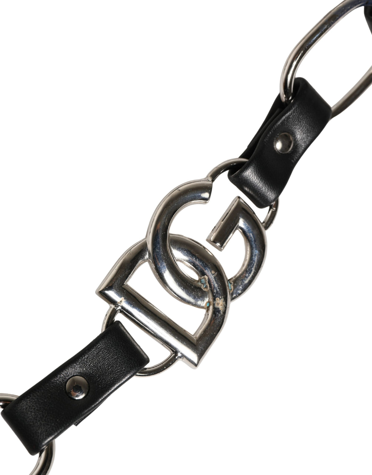 Dolce & Gabbana Black Chain-Detail Leather Brass Bag Strap