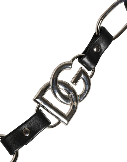 Dolce & Gabbana Black Chain-Detail Leather Brass Bag Strap