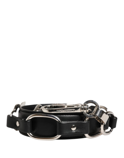 Dolce & Gabbana Black Chain-Detail Leather Brass Bag Strap
