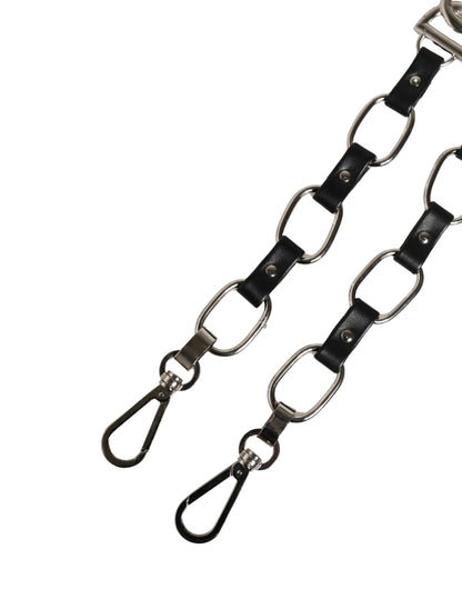 Dolce & Gabbana Black Chain-Detail Leather Brass Bag Strap