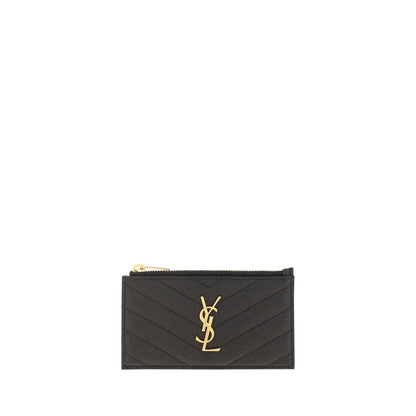 Saint Laurent Schwarzes Kalbsleder Bos Taurus Portemonnaie