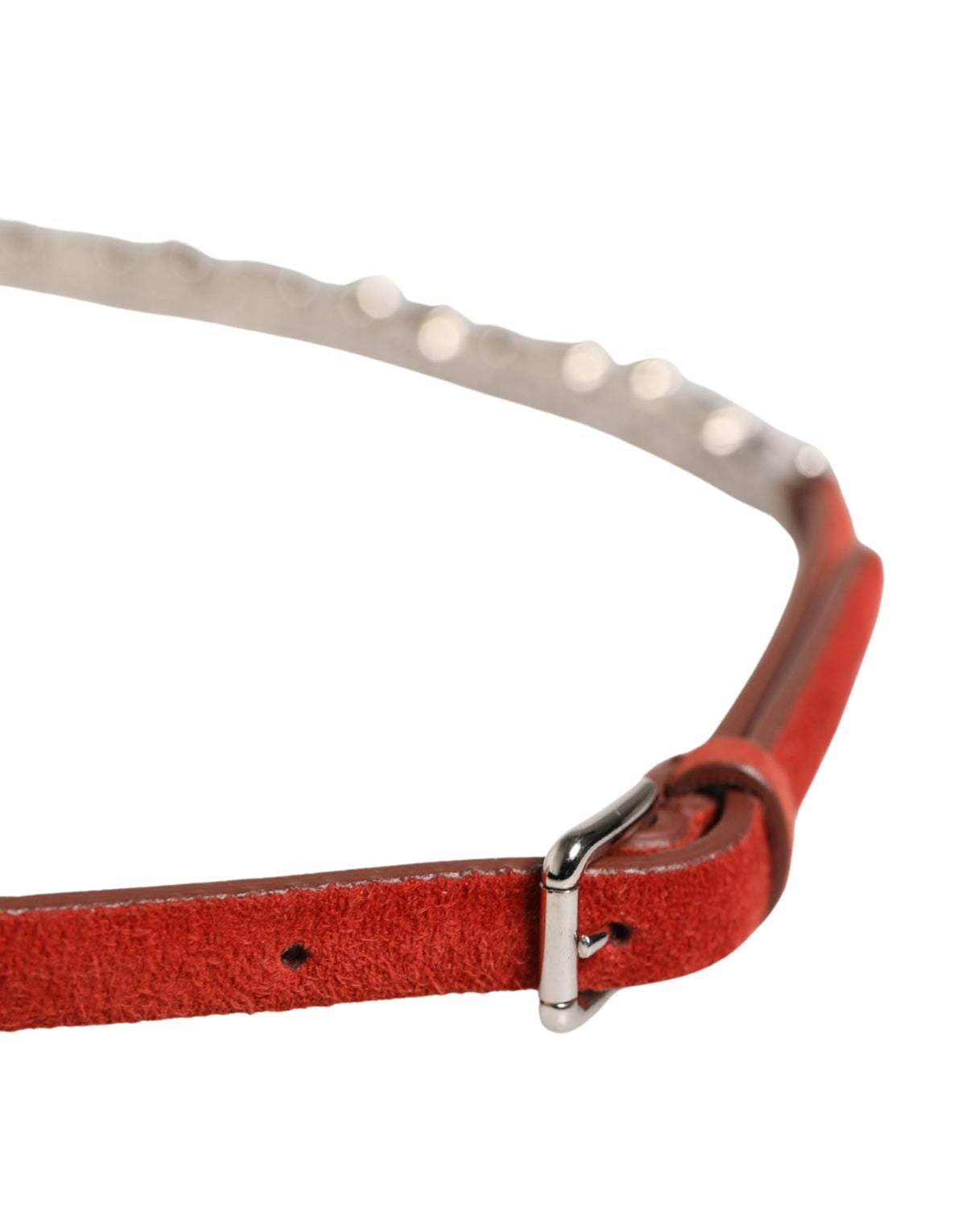 Dolce & Gabbana Cintura con cristalli con catena, colore rosso, in velluto e ottone