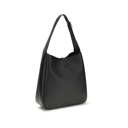 Saint Laurent Schwarze Bos Taurus Kalbsleder Schultertasche