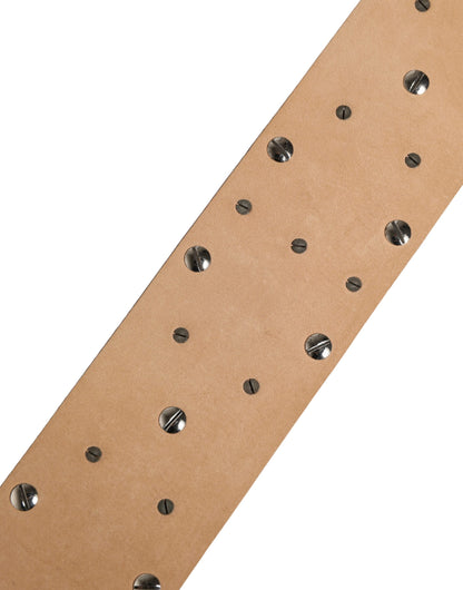 Dolce & Gabbana Silver Crystal-Embellished Calf Leather Silver Belt