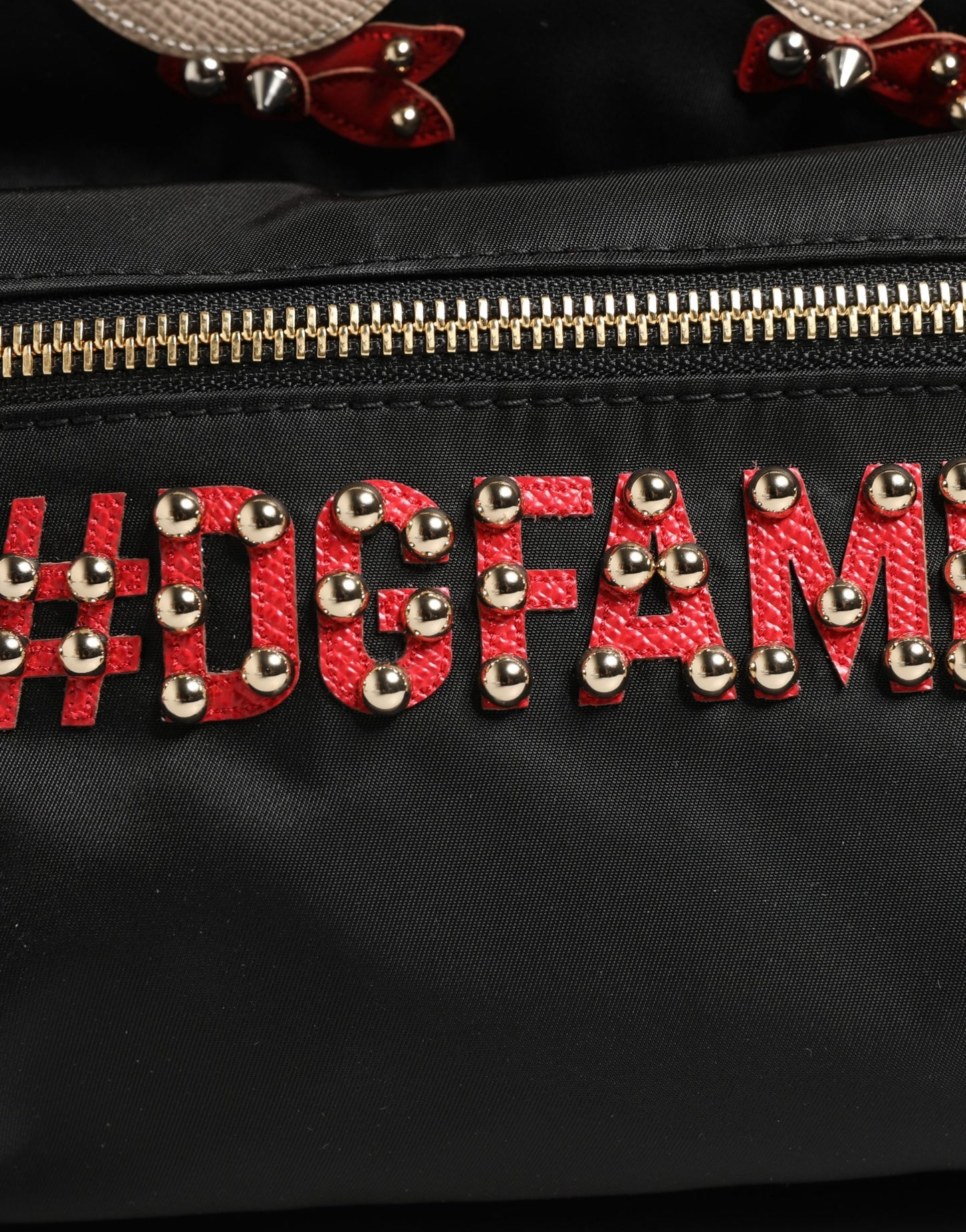 Dolce & Gabbana VULCANO Schwarze Nylon #DGFAMILY Rucksacktasche mit Verzierungen