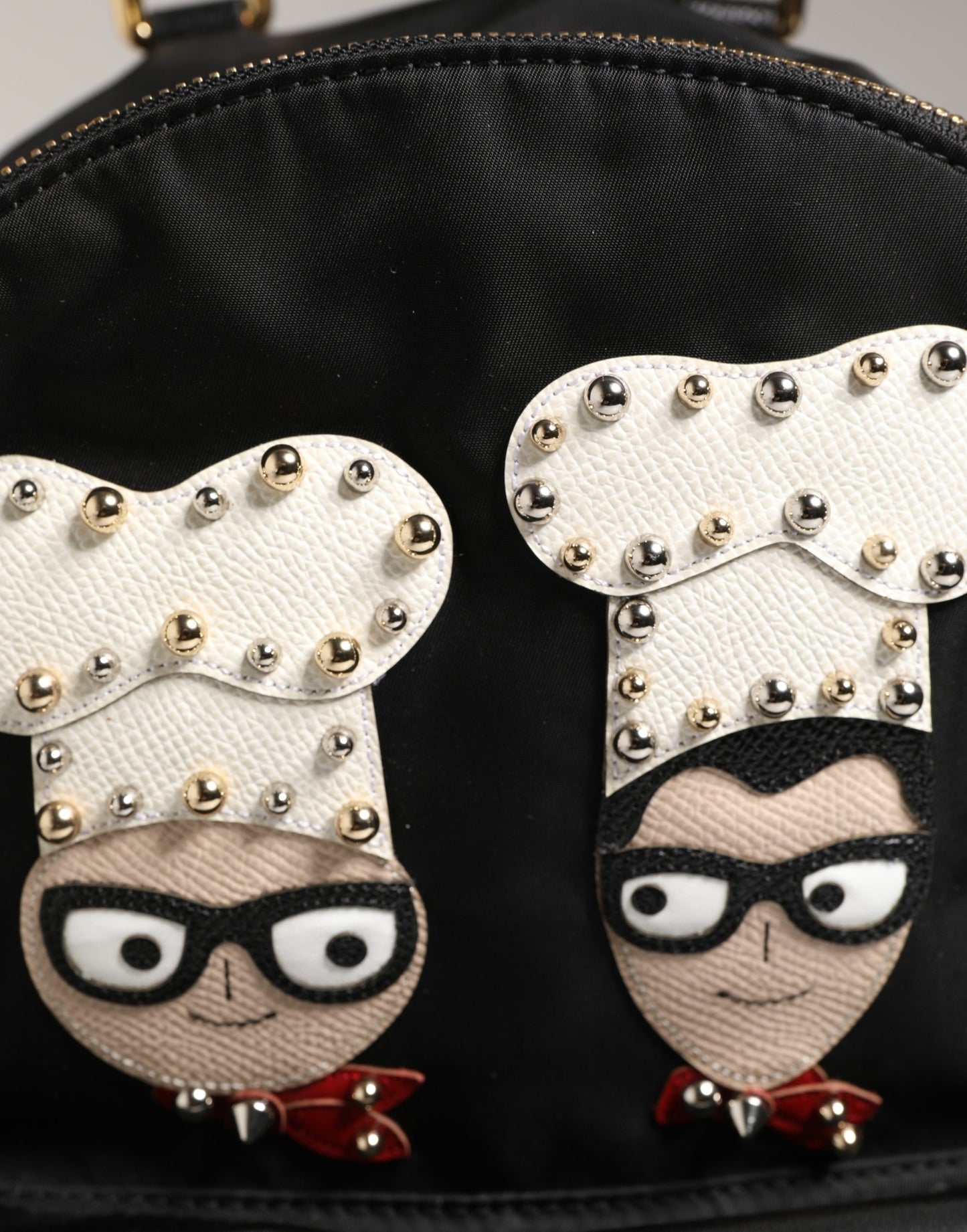 Dolce & Gabbana VULCANO Schwarze Nylon #DGFAMILY Rucksacktasche mit Verzierungen