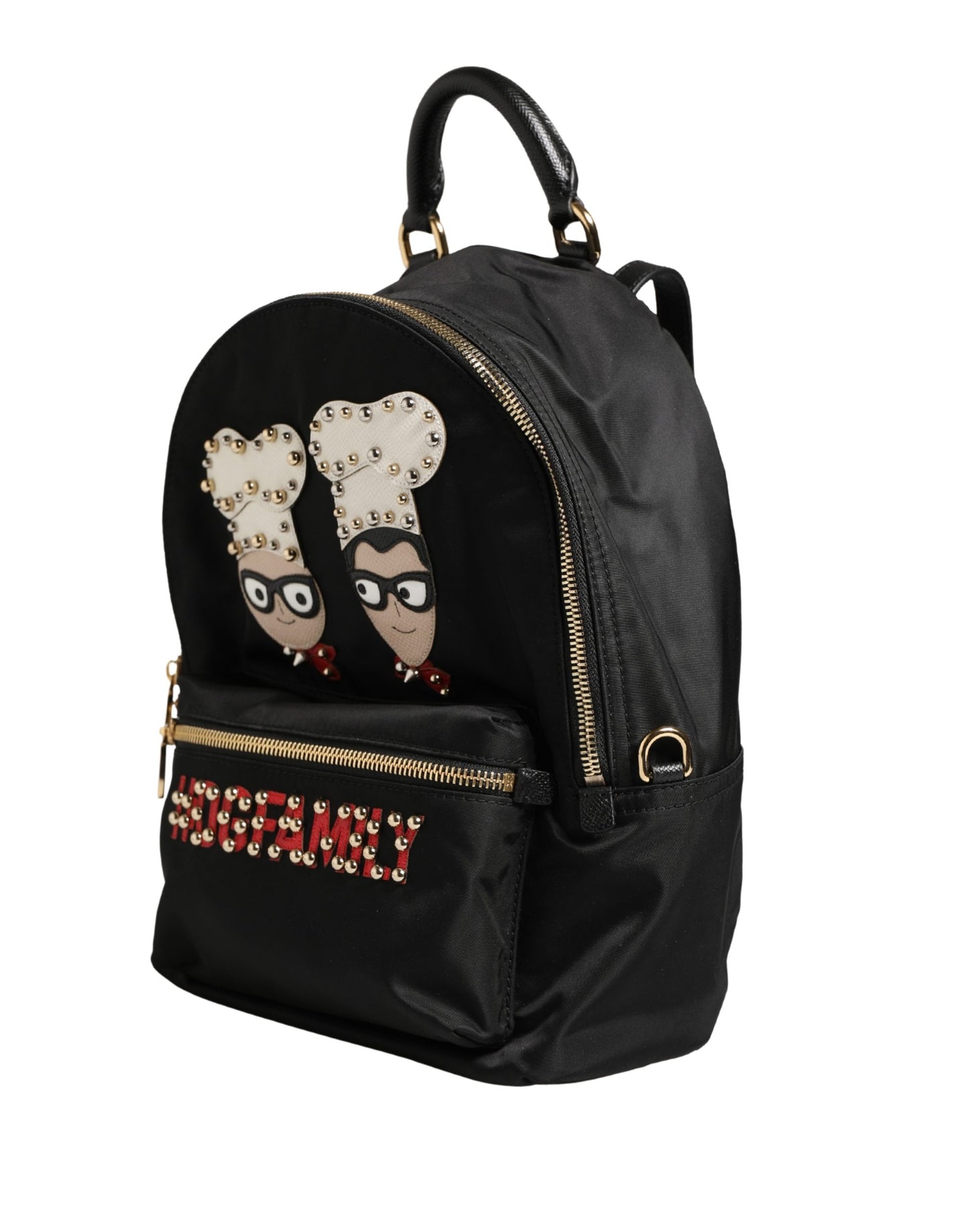 Dolce & Gabbana VULCANO Schwarze Nylon #DGFAMILY Rucksacktasche mit Verzierungen