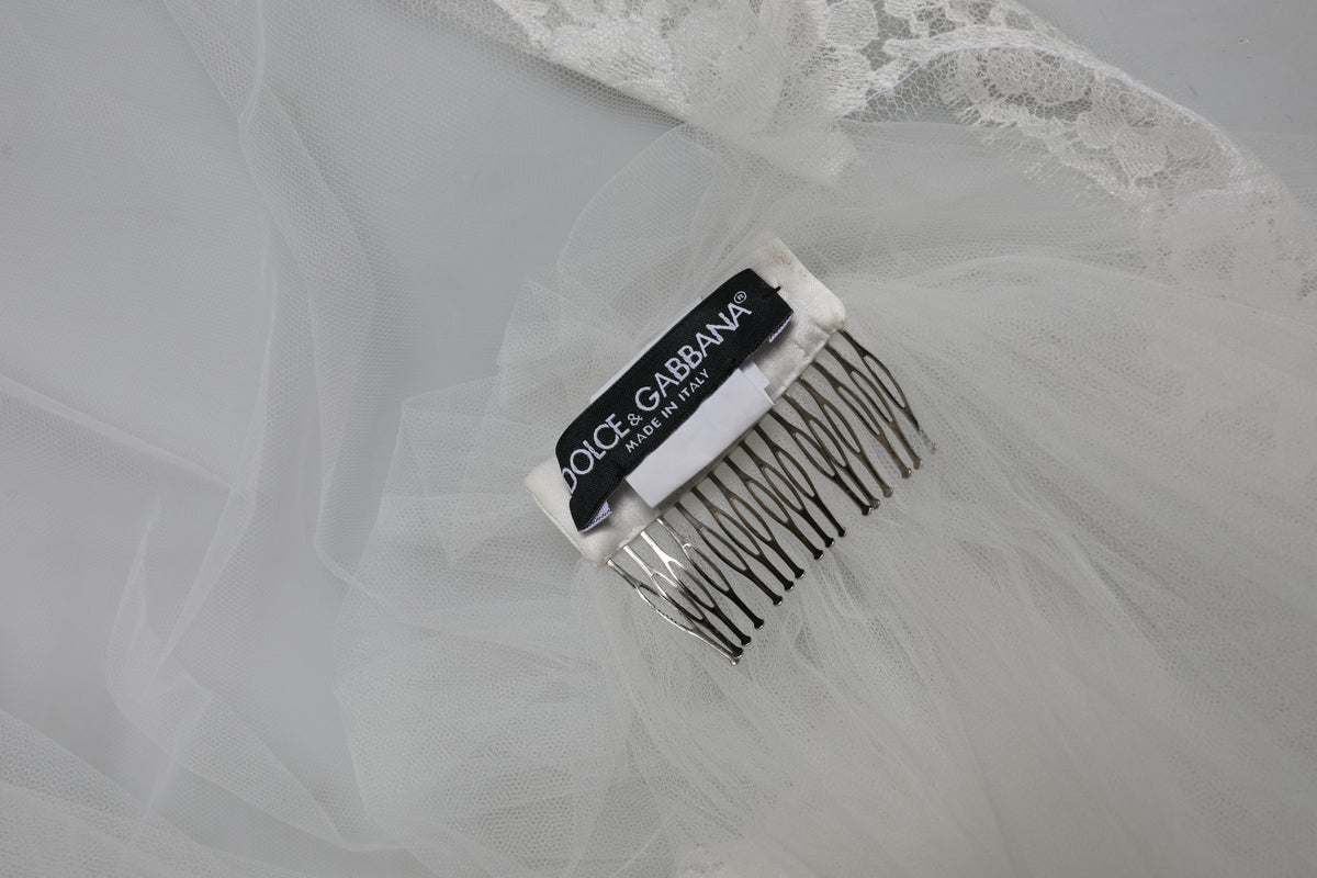 Dolce & Gabbana Weißer Kathedralenschleier aus floraler Spitze