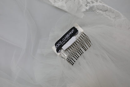 Dolce & Gabbana Weißer Kathedralenschleier aus floraler Spitze