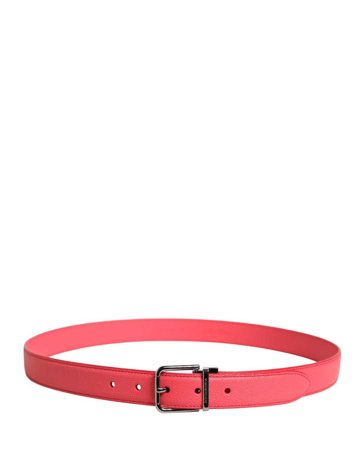 Dolce & Gabbana Pink Calf Leather Belt with Silver-Tone Metal Buckle