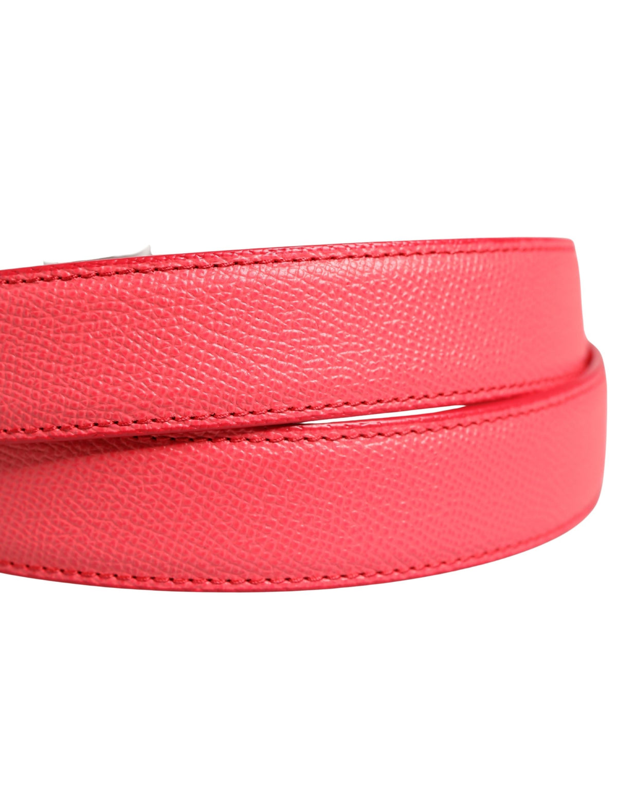 Dolce & Gabbana Pink Calf Leather Belt with Silver-Tone Metal Buckle
