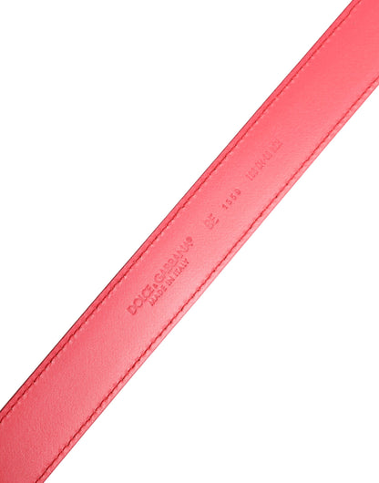 Dolce & Gabbana Pink Calf Leather Belt with Silver-Tone Metal Buckle