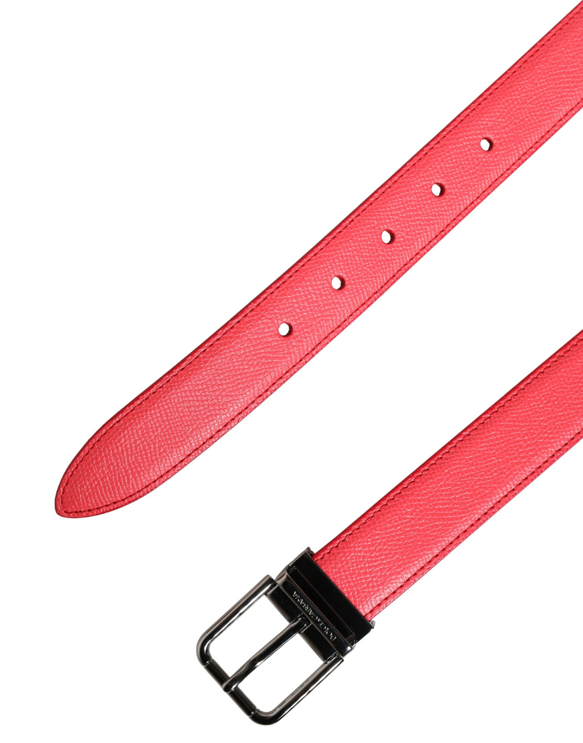 Dolce & Gabbana Pink Calf Leather Belt with Silver-Tone Metal Buckle
