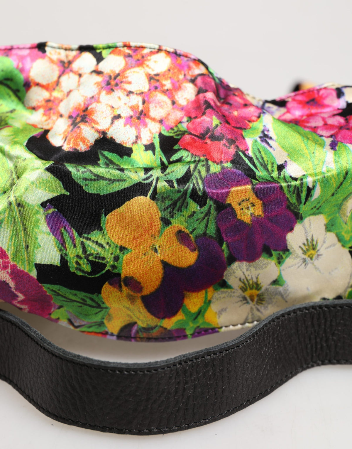 Cavalli Class Multicolor Floral Wide-Waist Leather Belt with Gold-Tone Buckle