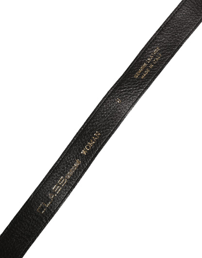 Cavalli Class Multicolor Floral Wide-Waist Leather Belt with Gold-Tone Buckle