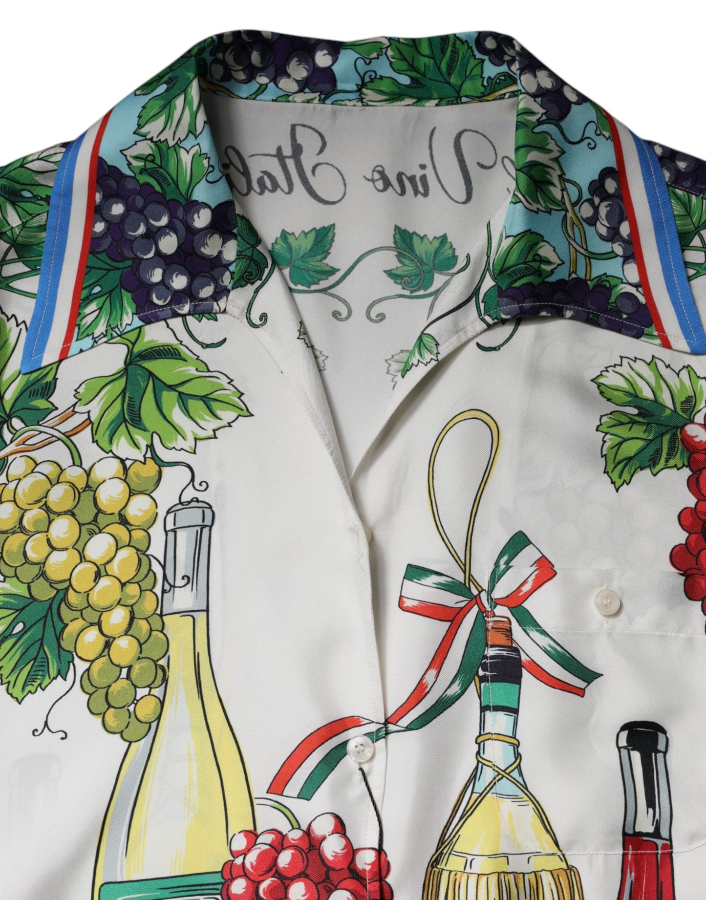 Dolce & Gabbana Kurzärmeliges Seiden-Oberteil mit Multicolor-Food-Print