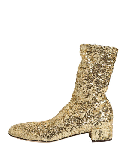 Dolce & Gabbana Goldene Pailletten-Stretch-Boots
