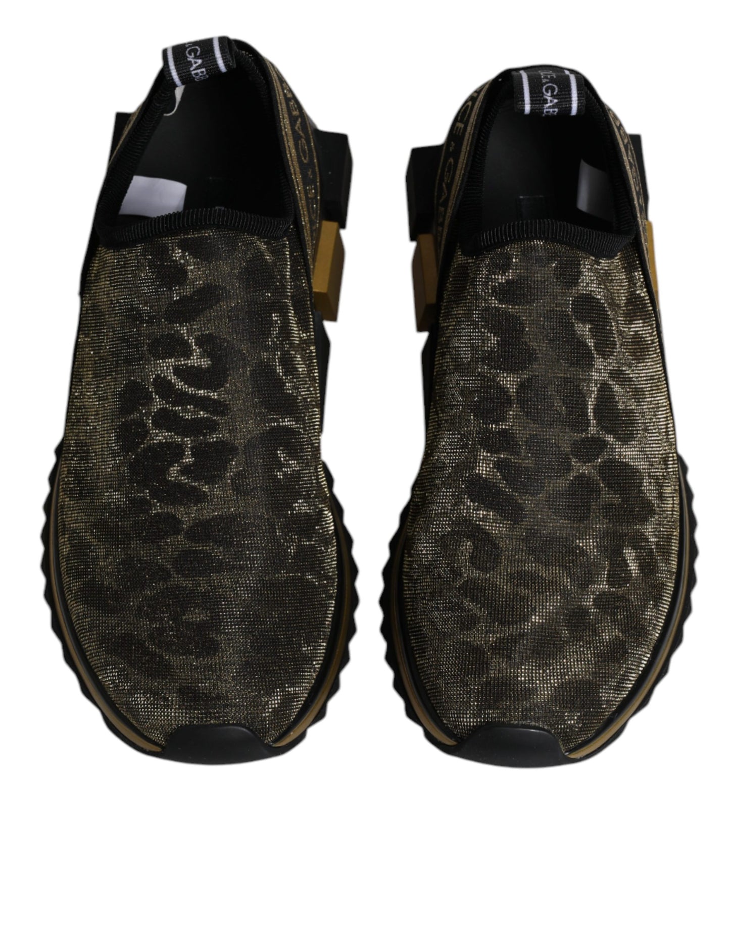 Dolce & Gabbana Goldfarbene Glitzer-Leopard-Sneaker "Sorrento"