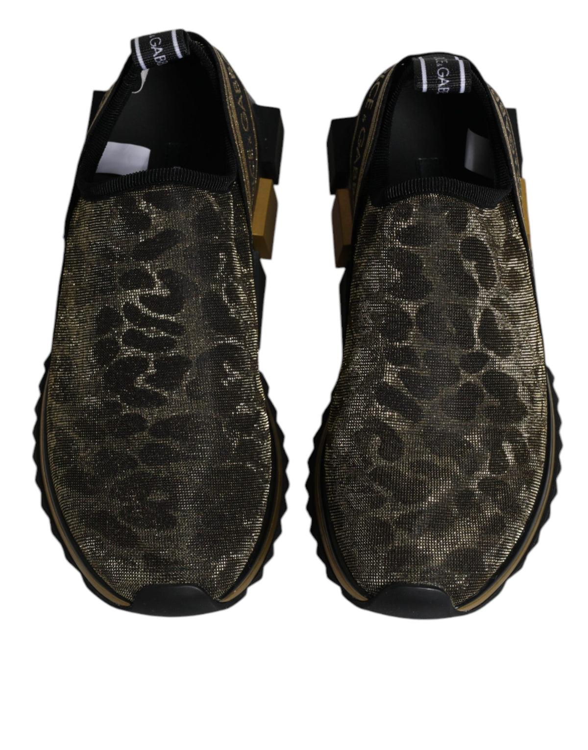 Dolce & Gabbana Gold Leopard Print Viscose Polyester Polyamide Sneakers