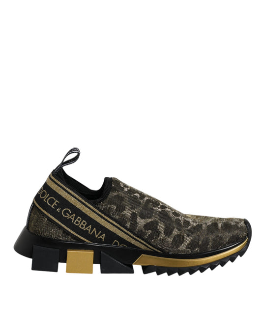 Dolce & Gabbana Sorrento Goldene Leo-Glitzer-Sneaker
