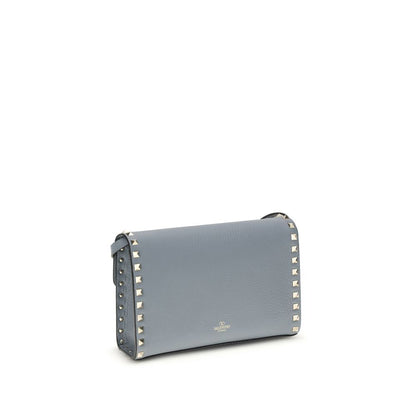 Valentino Garavani Schultertasche aus blauem Kalbsleder Bos Taurus