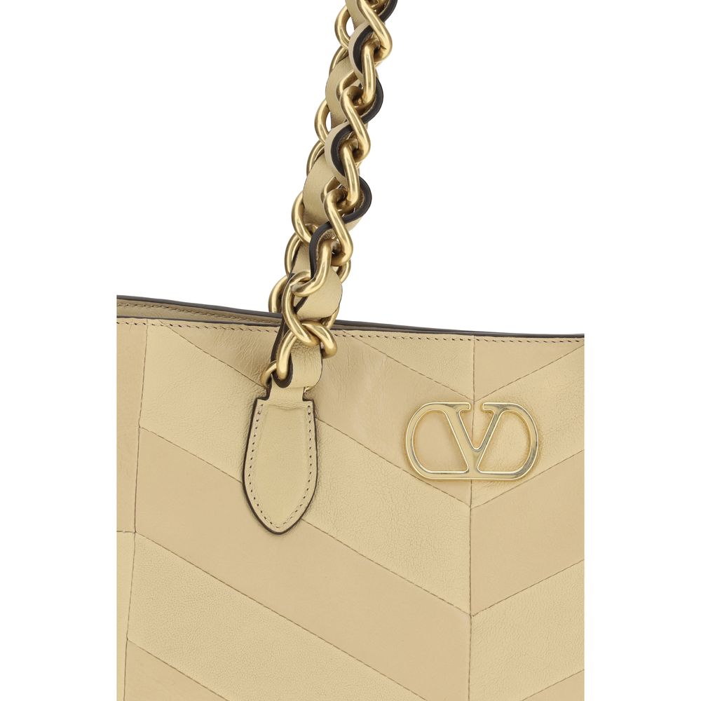 Valentino Garavani Schultertasche aus goldfarbenem Nappaleder / Kalbsleder