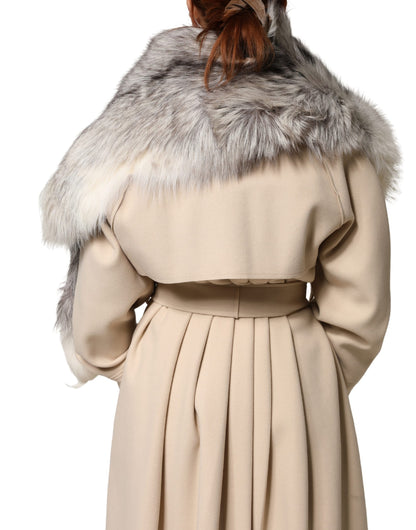 Dolce & Gabbana Weißer Fuchs Pelz Hals Wrap Warmer Winterschal