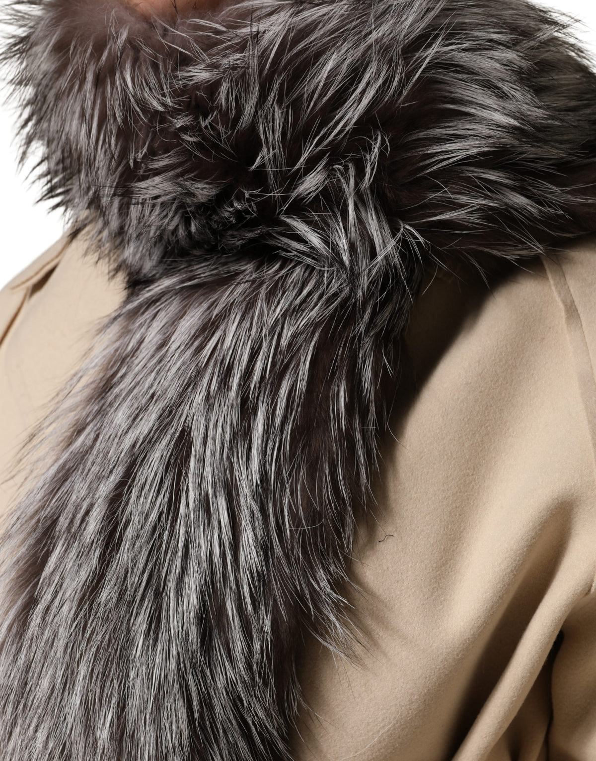 Dolce & Gabbana Grey Fox Fur Neck Wrap Winter Scarf