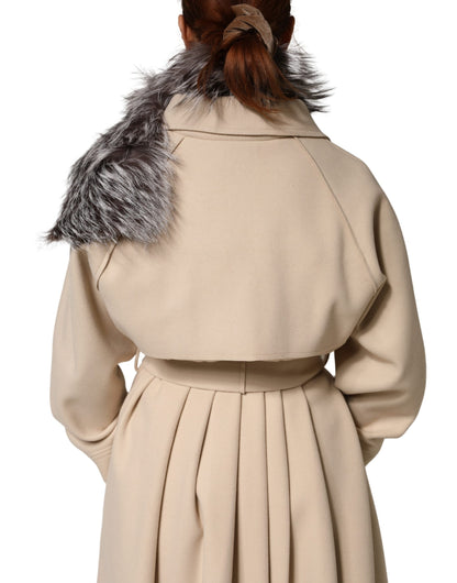 Dolce & Gabbana Grey Fox Fur Neck Wrap Winter Scarf