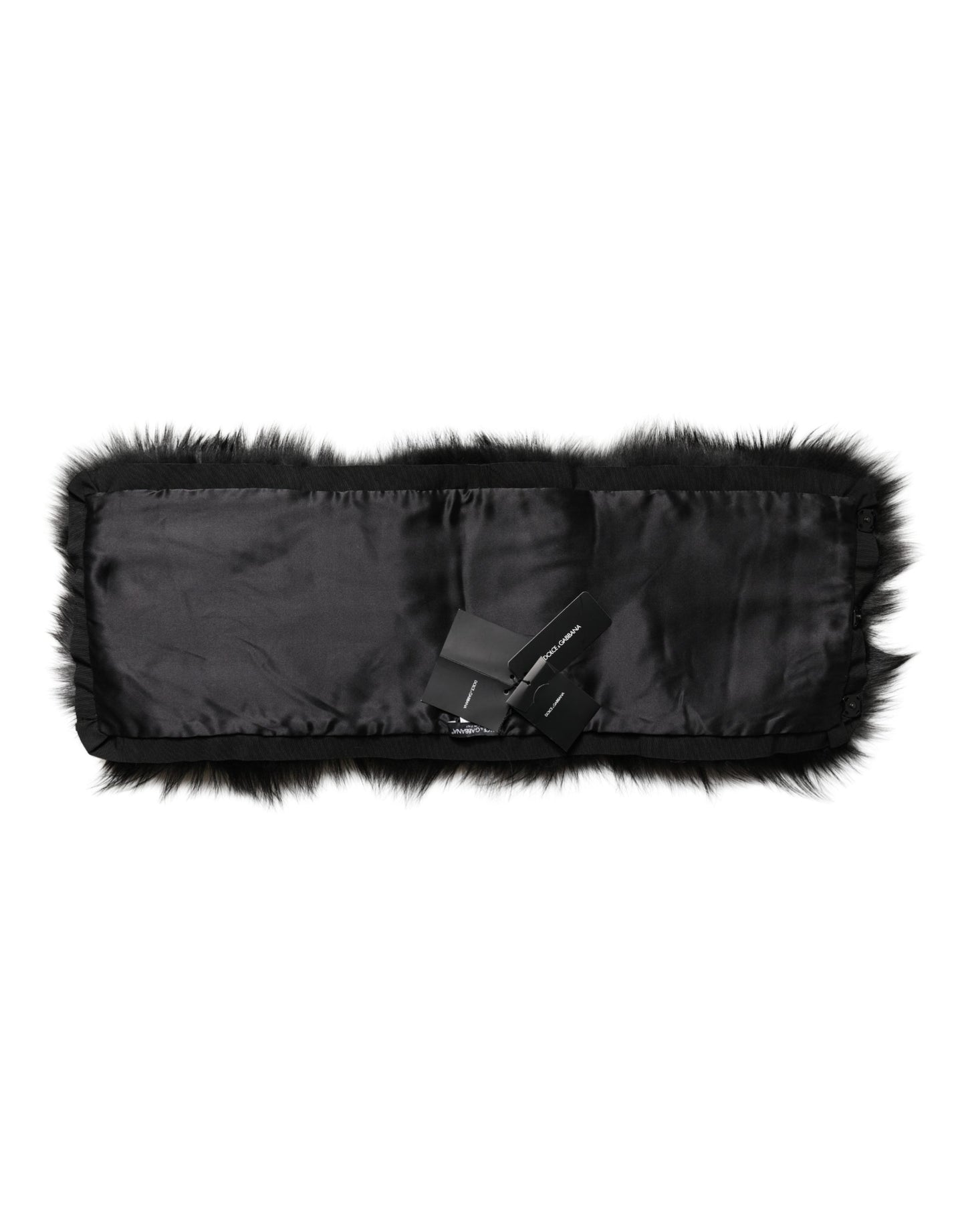 Dolce & Gabbana Schwarzer Pelz Schulterkragen Wickelschal Halstuch