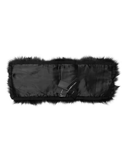 Dolce & Gabbana Schwarzer Pelz Schulterkragen Wickelschal Halstuch