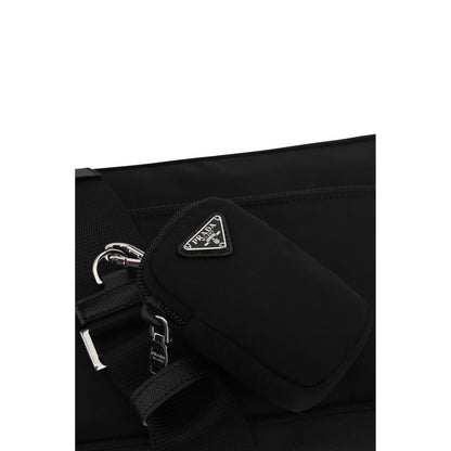 Prada Schwarze Bos Taurus Kalbsleder Schultertasche